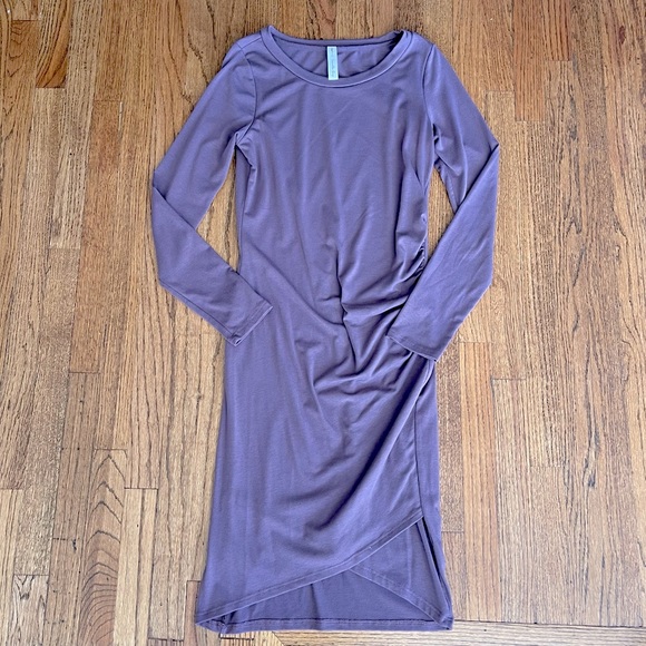 Women’s Ruched Bodycon Long Sleeve Wrap Front So Casual Basic Fitted Short Dress - Picture 5 of 6